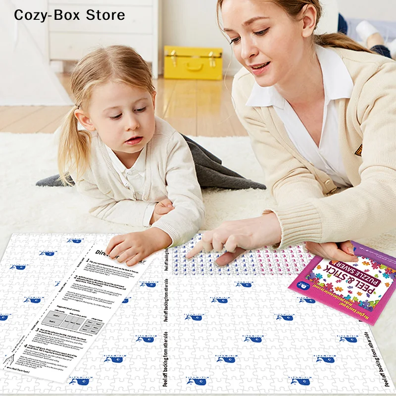 [ZY]Jigsaw Puzzle Saver Glue Sheets 6 Sheets Preserve 1000 PCS Puzzles Up To 29 X 21.5in With 2 Adhesive Wall Hangers[ZY]