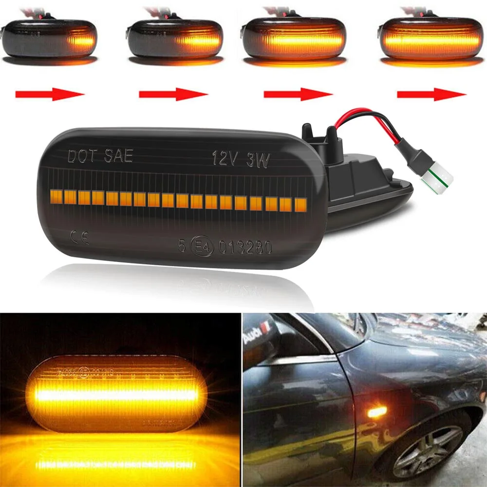 

2X Sequential LED Side Marker Lights Car Smoked Turn Signal Lamp for Audi A3 S3 A4 S4 A6 S6 RS6 B6 B7 B8C7 2003-11 OEM 8E0949127