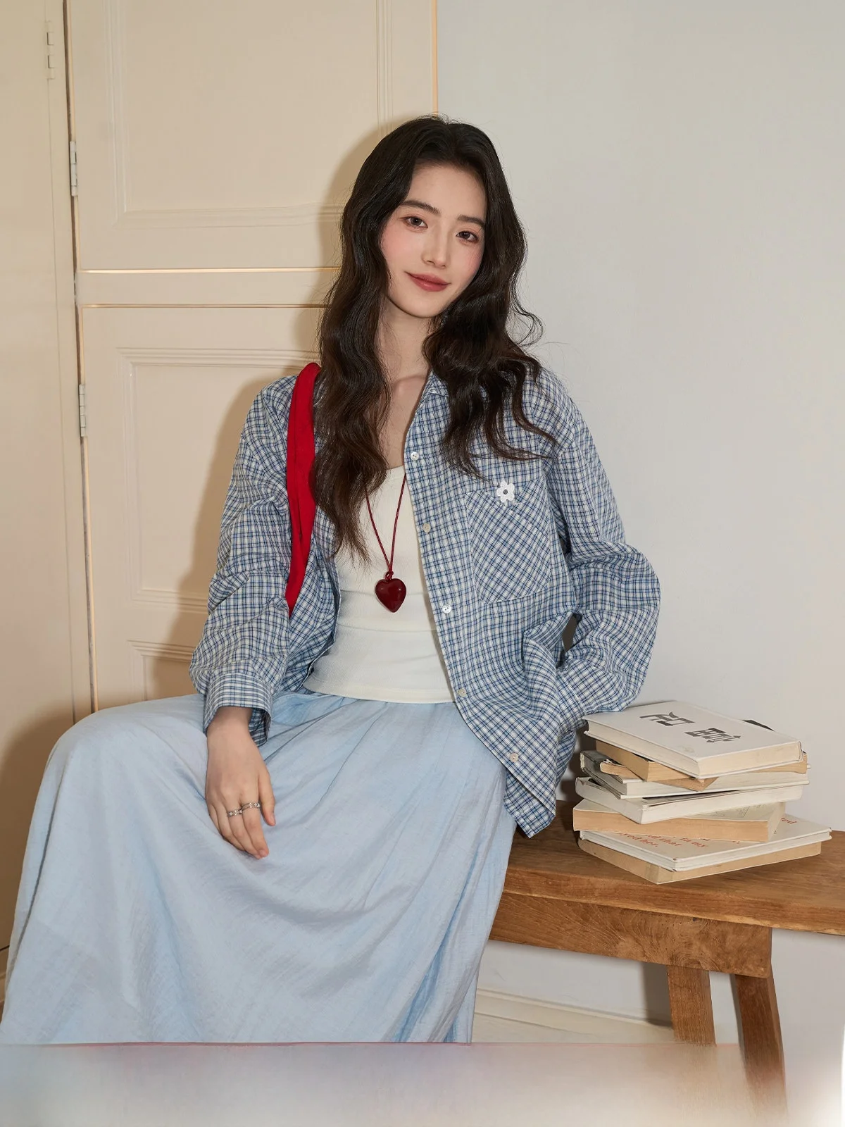 

Loose Casual Blue Collar Long Sve irt Women's College Sle Spring New Arrival Layering irt Comfortable Fit