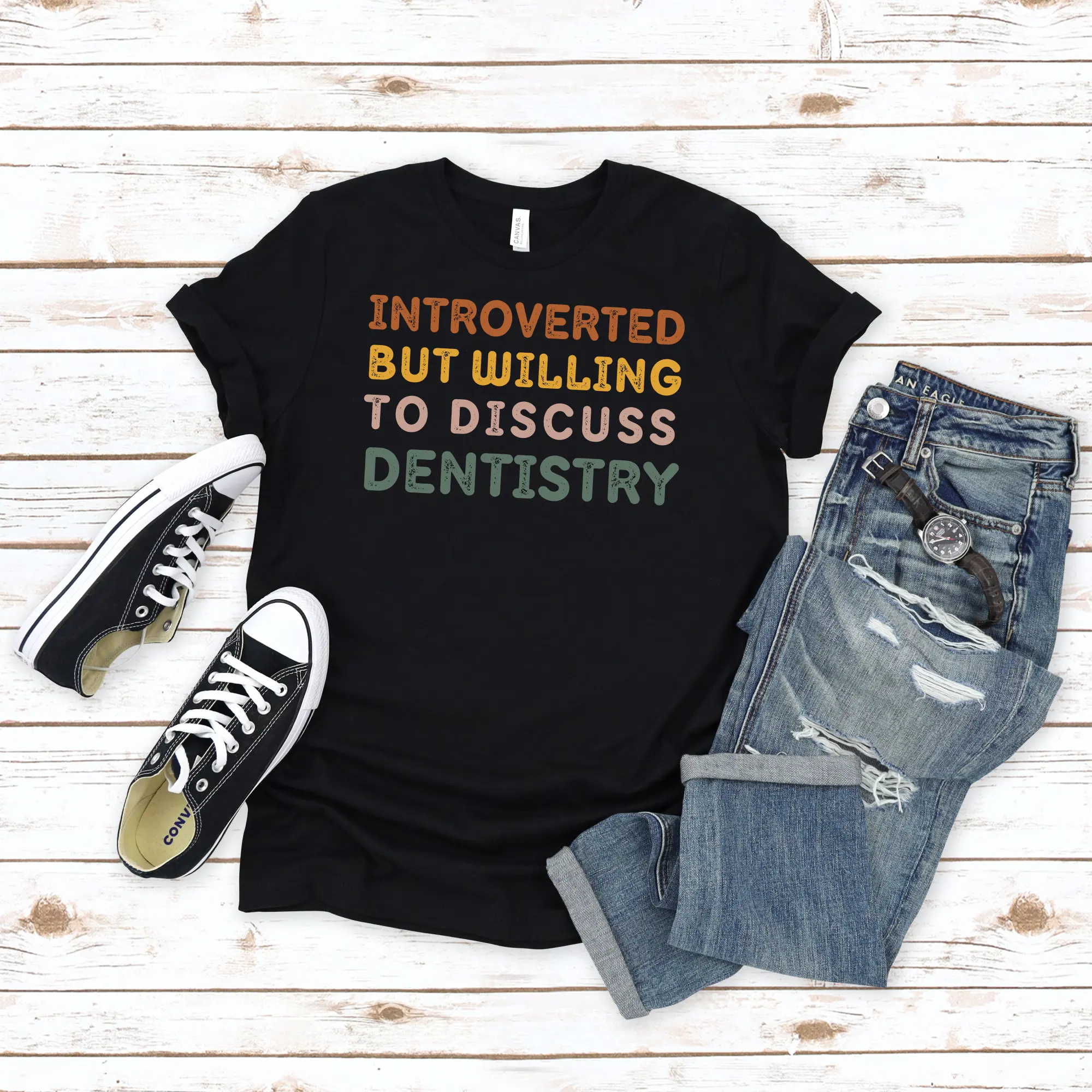 Funny Dentist T Shirt Introverted But Willing To Discuss Dentistry Introvert Dental School