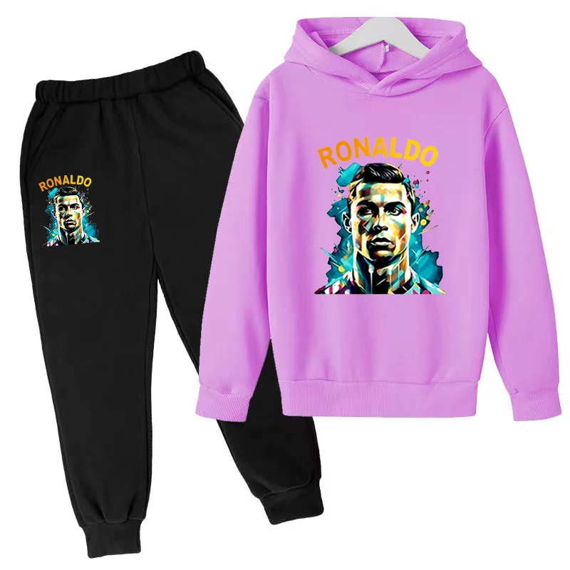 2024 Kids New Clothes Spring/Autumn Gifts Celebrity Idol CR7 Hoodie+Pants 2P Sportswear 3-13Y Boys/Girls Casual Jogging Coat Set