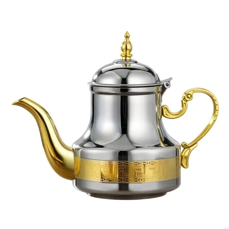 Elegant 1.2L Moroccan Styles Stainless Steel Tea Pot With Intricate Carvings For Home Decoration Y5GB