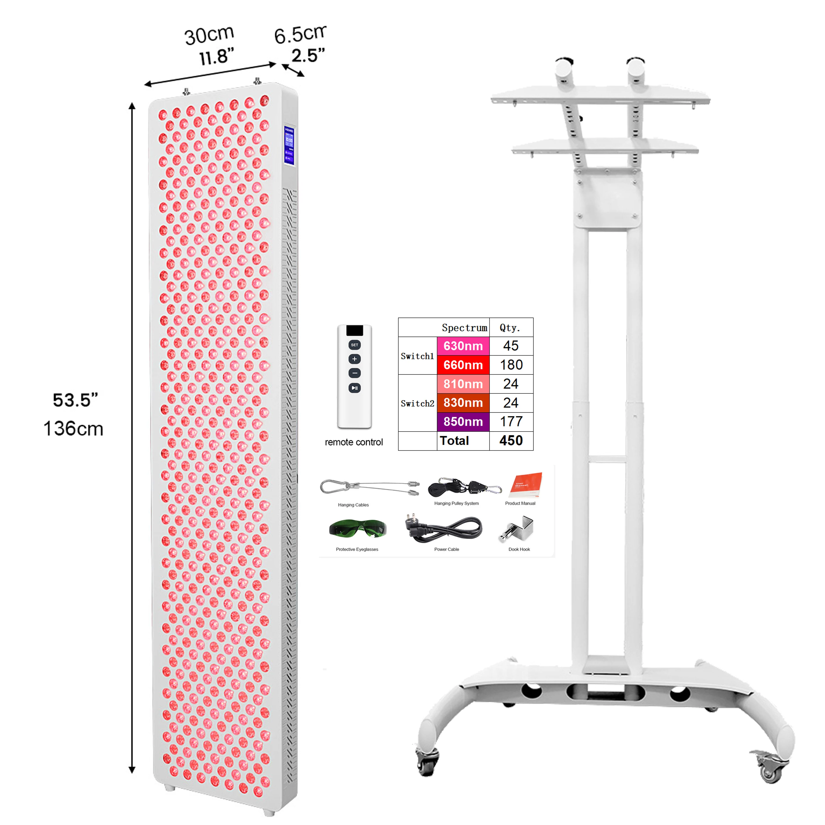 RL450MAXPT Business  Items 450pcs LED Multifunctional Bracket Full Body Infrared Lamp Device Red Light Therapy Panel