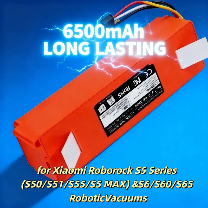 

Aleaivy 6500mAh BRR-4S2P-5200S Robotic Vacuum Cleaner Replacement Battery for Xiaomi Roborock S55 S60 S65 S50 S51 S5 MAX S6