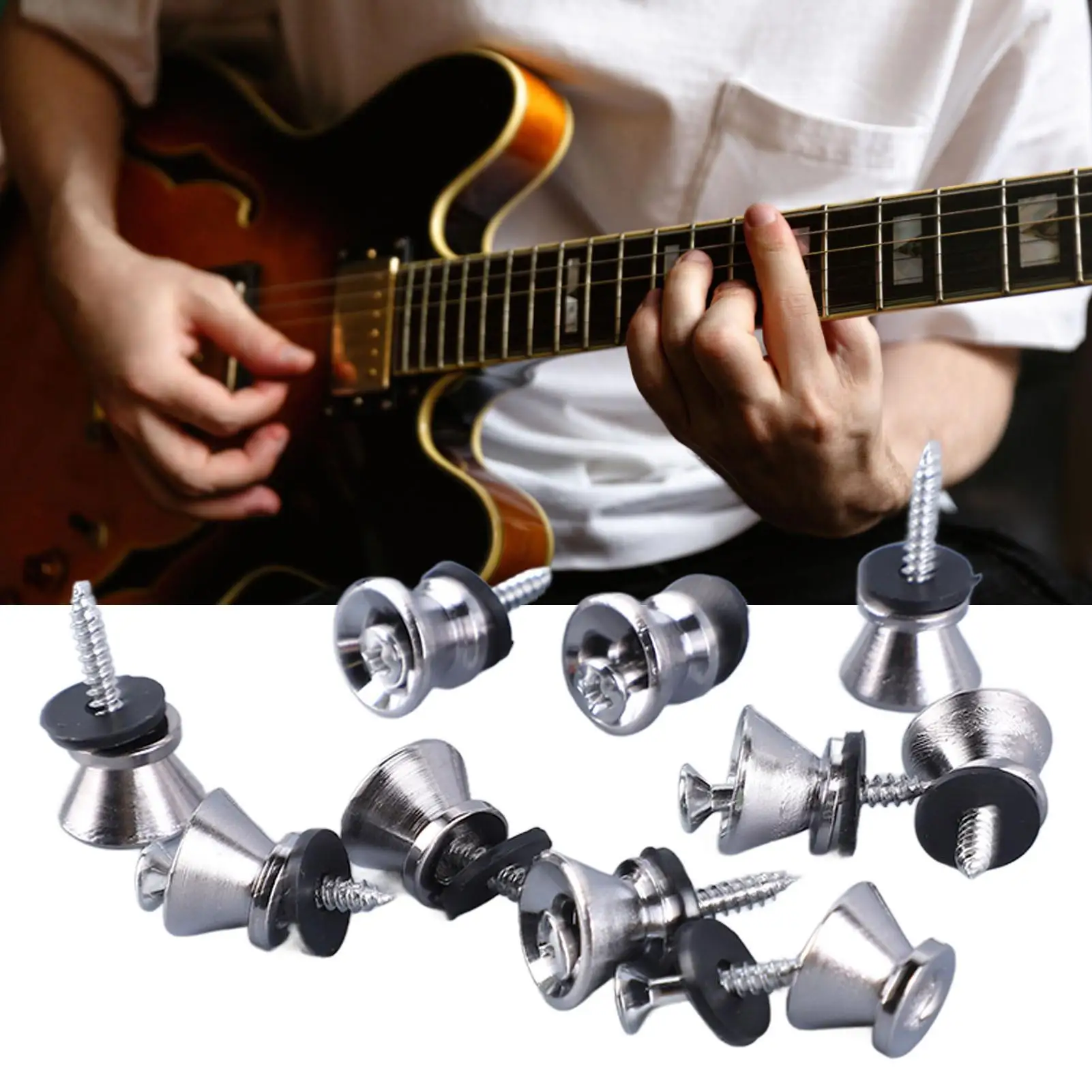 Guitar Strap Buttons Screw End Pins Easy Install Wear Resistant for electric Bass Ukulele Multi Functional