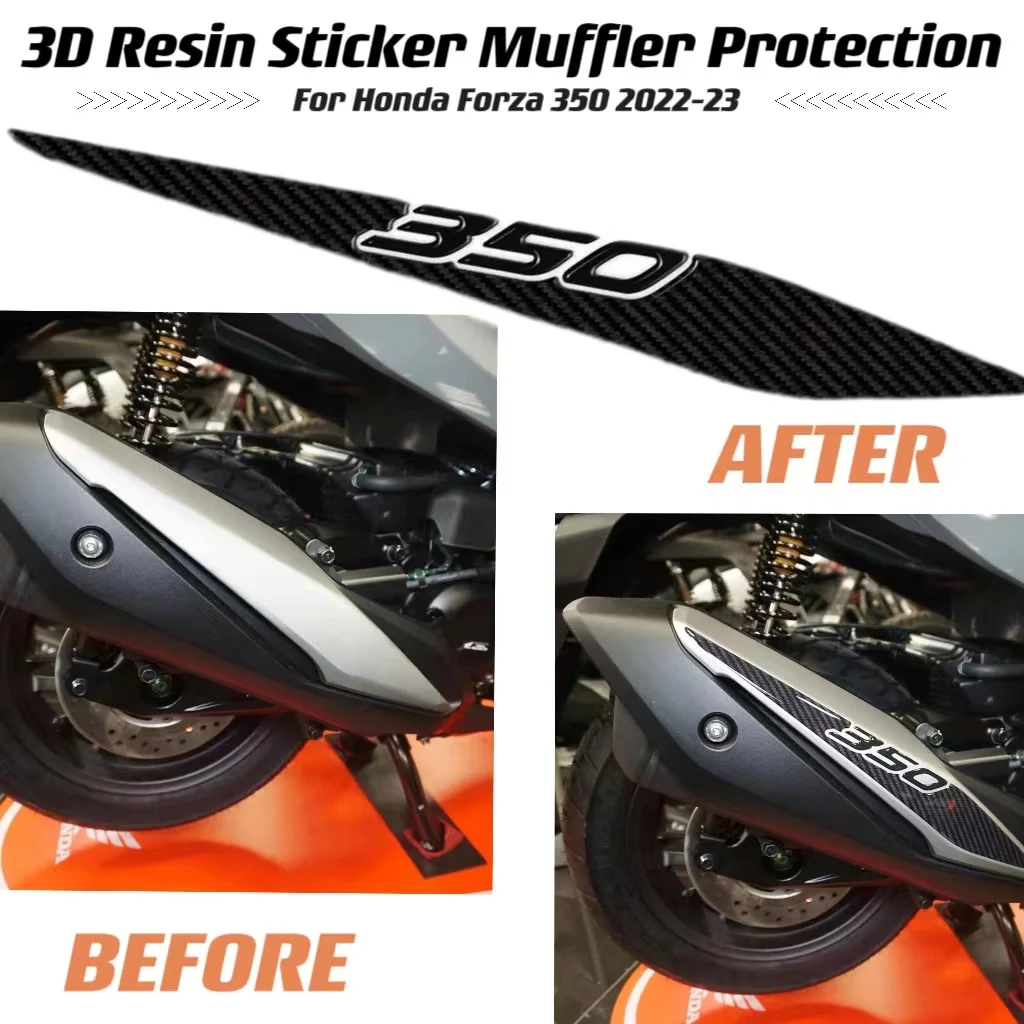 For Honda Forza 350 2022-23 3D Resin Sticker Muffler Protection