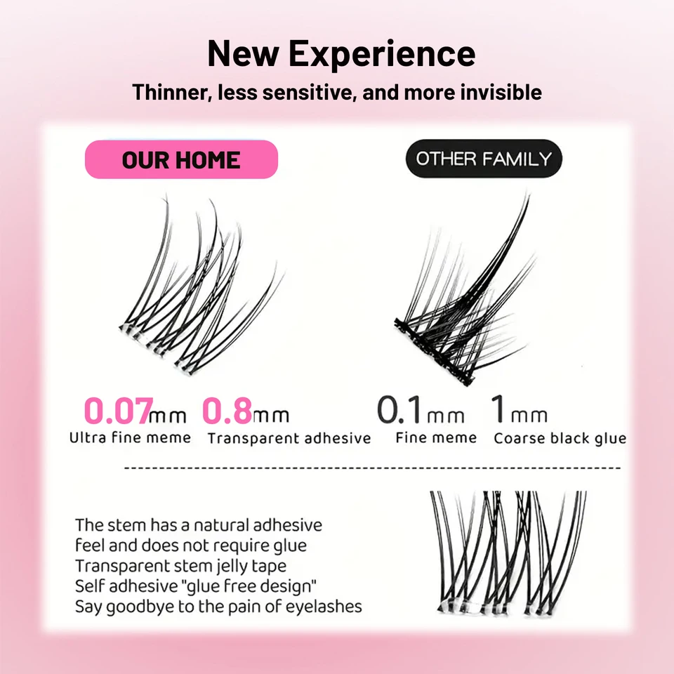 Clústeres de pestañas autoadhesivos, pestañas postizas de 11-12 mm Naturales estilo Manga, pestañas de clúster reutilizables sin pegamento, pestañas preadhesivas C-Curl de aspecto natural, ultradelgadas y ligeras, fáciles para principiantes (sin residuos, duraderas) 5
