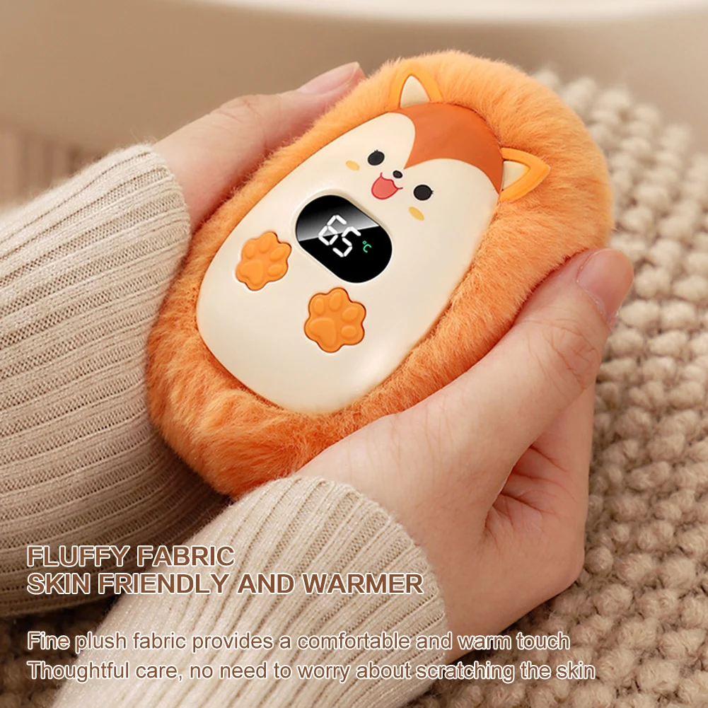 Hand Warmers Rechargeable Cute Fox-Shaped Design 3 Heat Levels 45-65°C Fast Heating Digital Display Heaters For Men Women