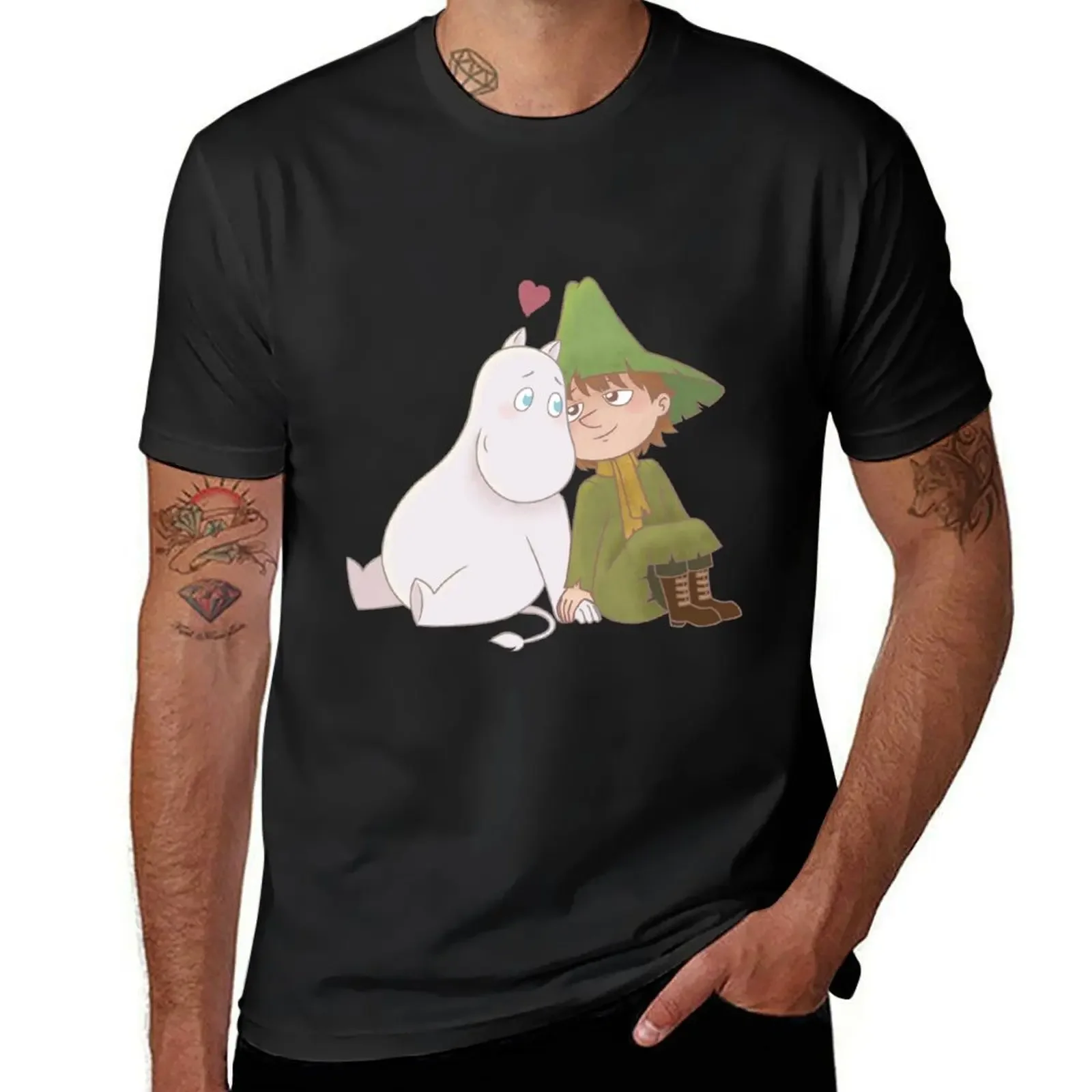 

Футболка Snufmin с графикой, корейская мода, мужские футболки с рисунком, новая модель 2025 года