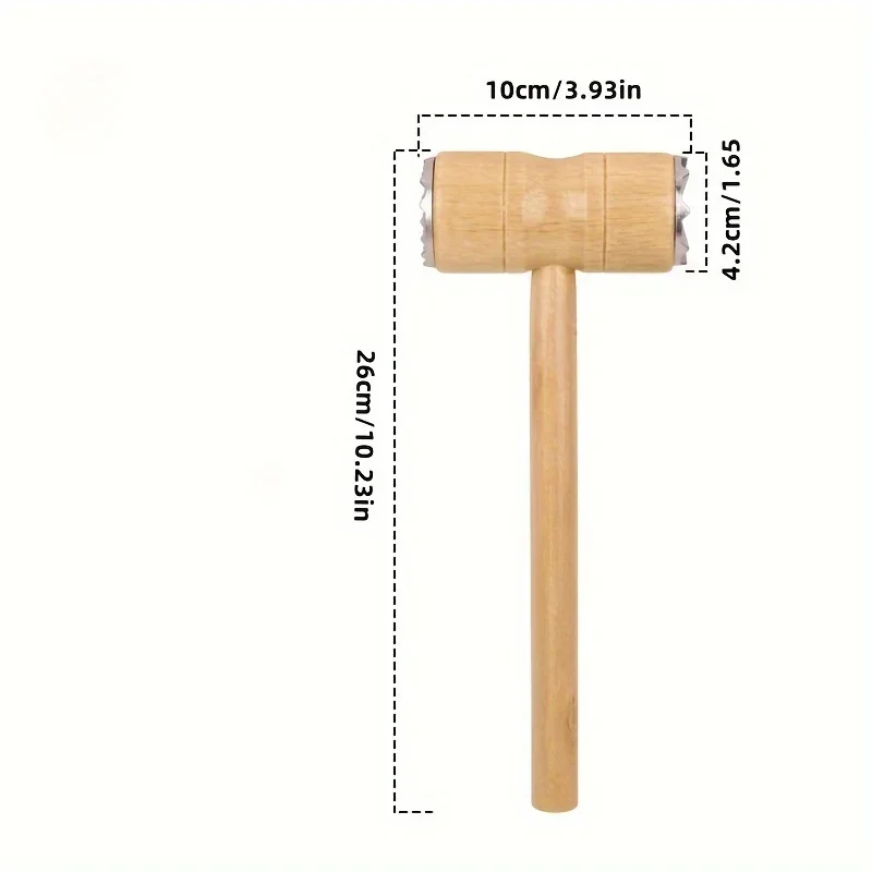 Versatile Double-Sided Wooden Handle Meat Mallet - Perfect For Steak Tenderizing & Sinew Breaking, Essential Kitchen Gadget