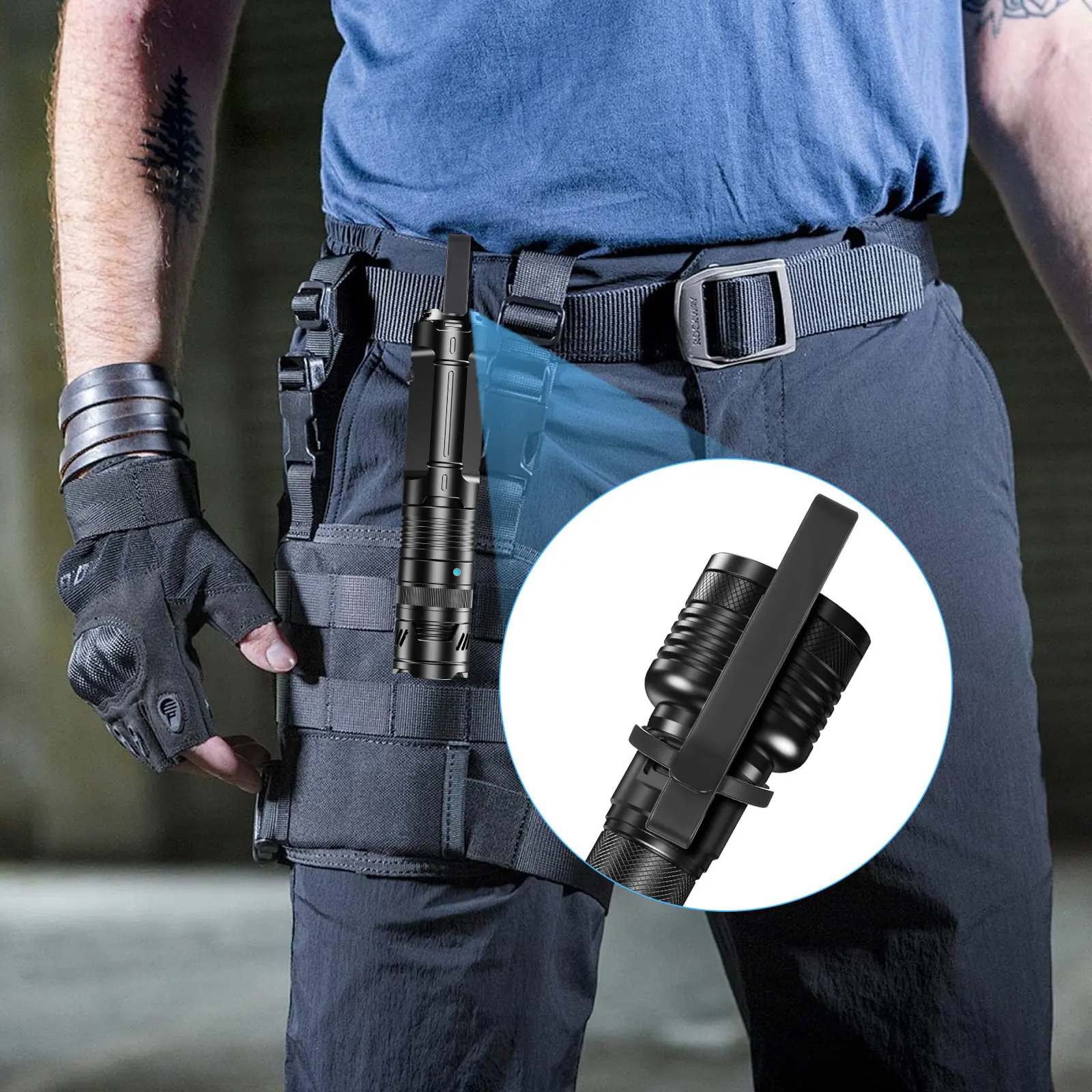 2PCS Metal Flashlight Holder Clip Mount for Bike Belt Halloween Christmas – Adjustable Universal Flashlight Clamp