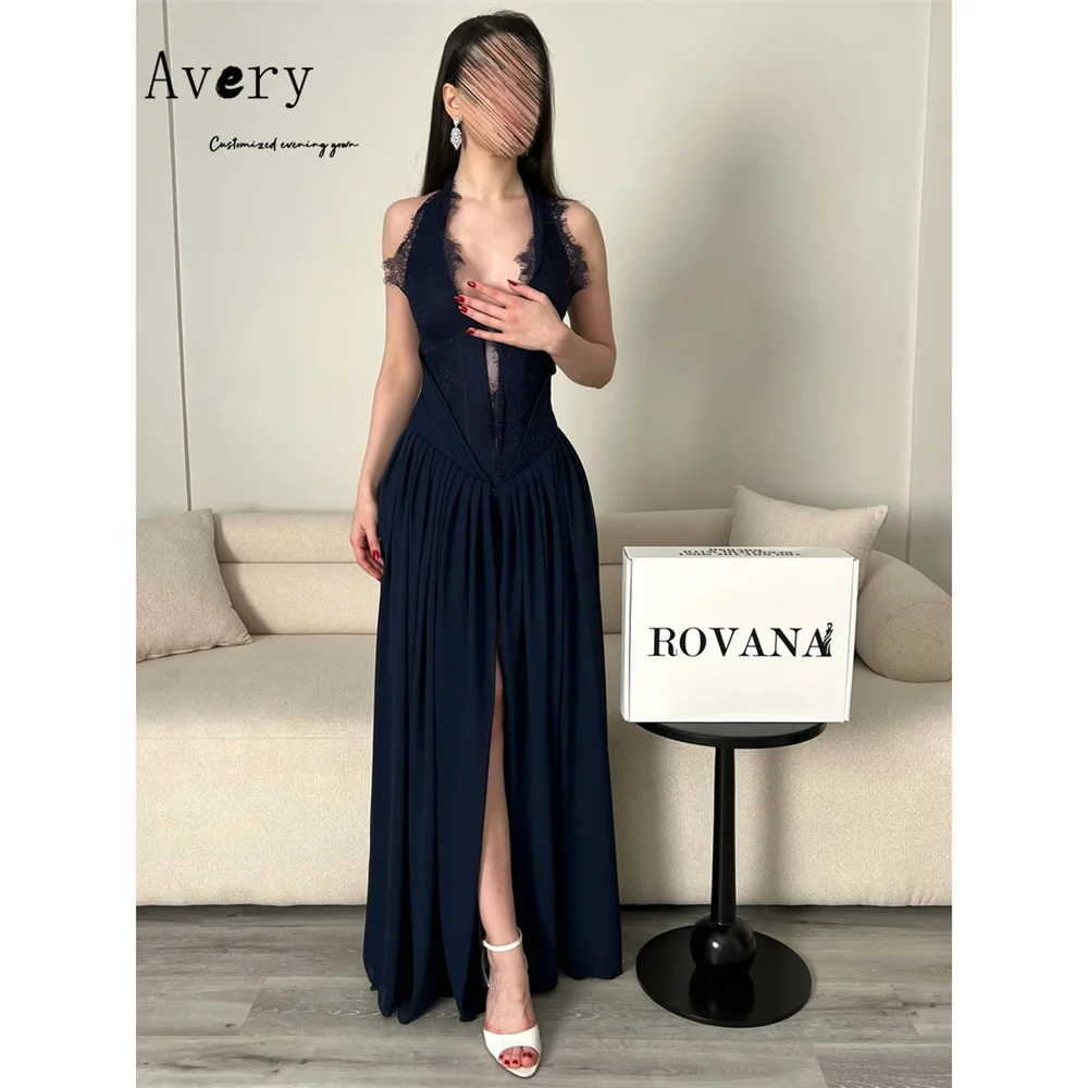 

Avery Custom Side Slit Lace Blue Backless Gala Dresses Elegant Evening Party Dresses Luxury 2026 Luxurious Party Dress Women's