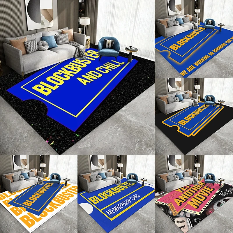 Alfombra Blockbuster, tapete para tarjetas de membresía, felpudo ligero lavable a máquina, alfombra temática de película para dormitorio, cocina al aire libre