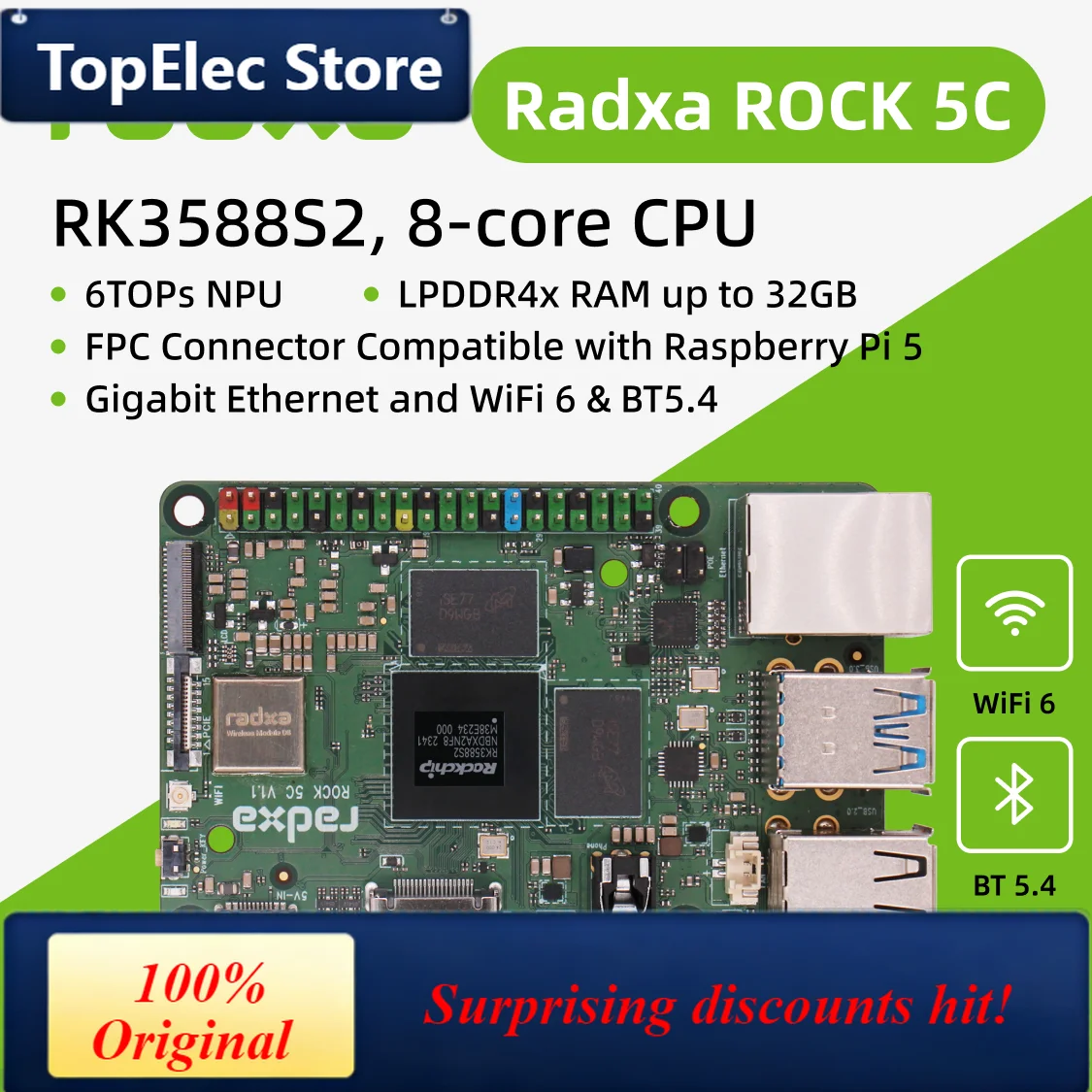 TopElec Radxa ROCK 5C RK3588S2, Radxa ROCK 5C Lite RK3582, Single Board Computer
