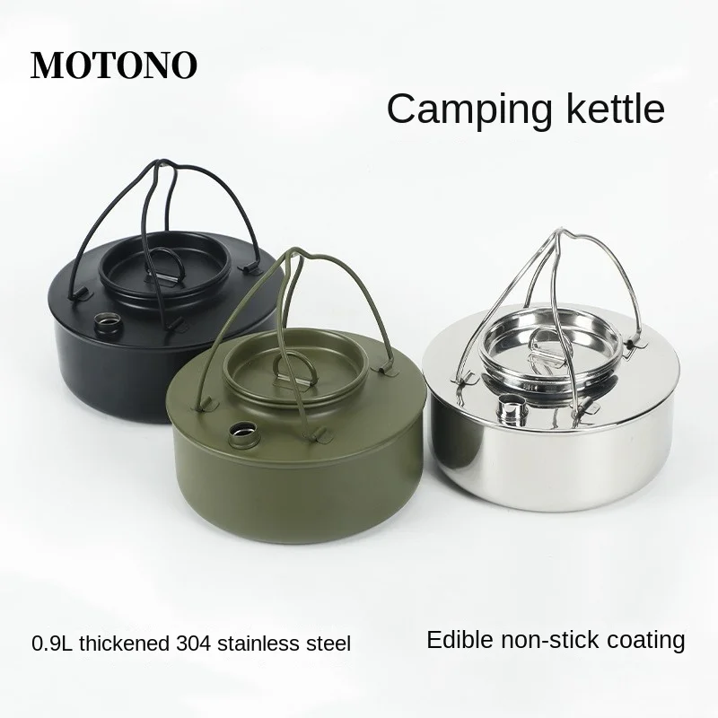 

Outdoor Camping Portable Kettle 0.9L Open Kettle Picnic Road Trip Equipment Brew Water To Make Tea and Coffee