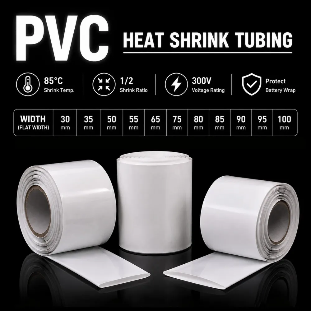 hite 18650 Lithium Battery Film PVC Heat Shrink Wrap Film 30-100mm Width Pack Protection Battery pack Insulation Film