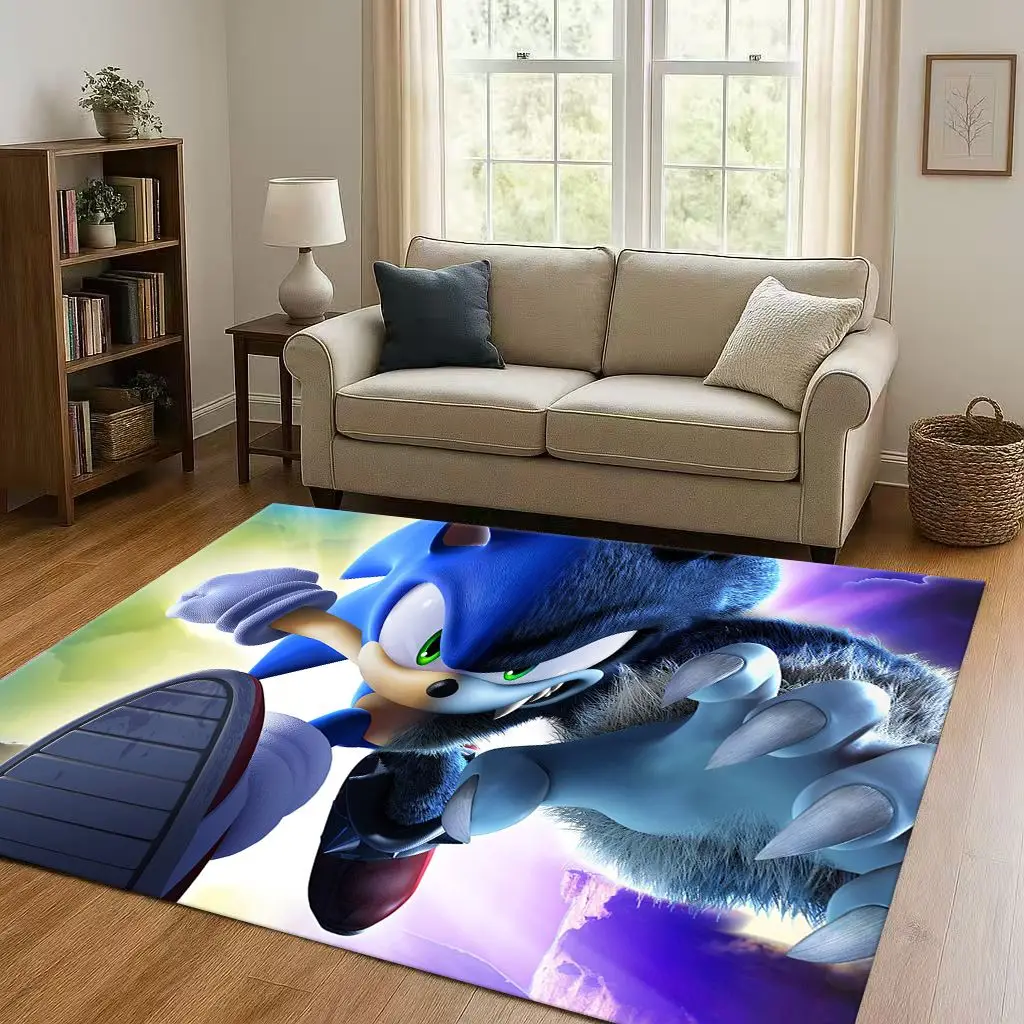 Alfombra antideslizante con dibujos animados 3D S-Sonics para sala de estar, alfombra suave para dormitorio, sala de juegos y sofá, felpudo fácil de limpiar para decoración del hogar