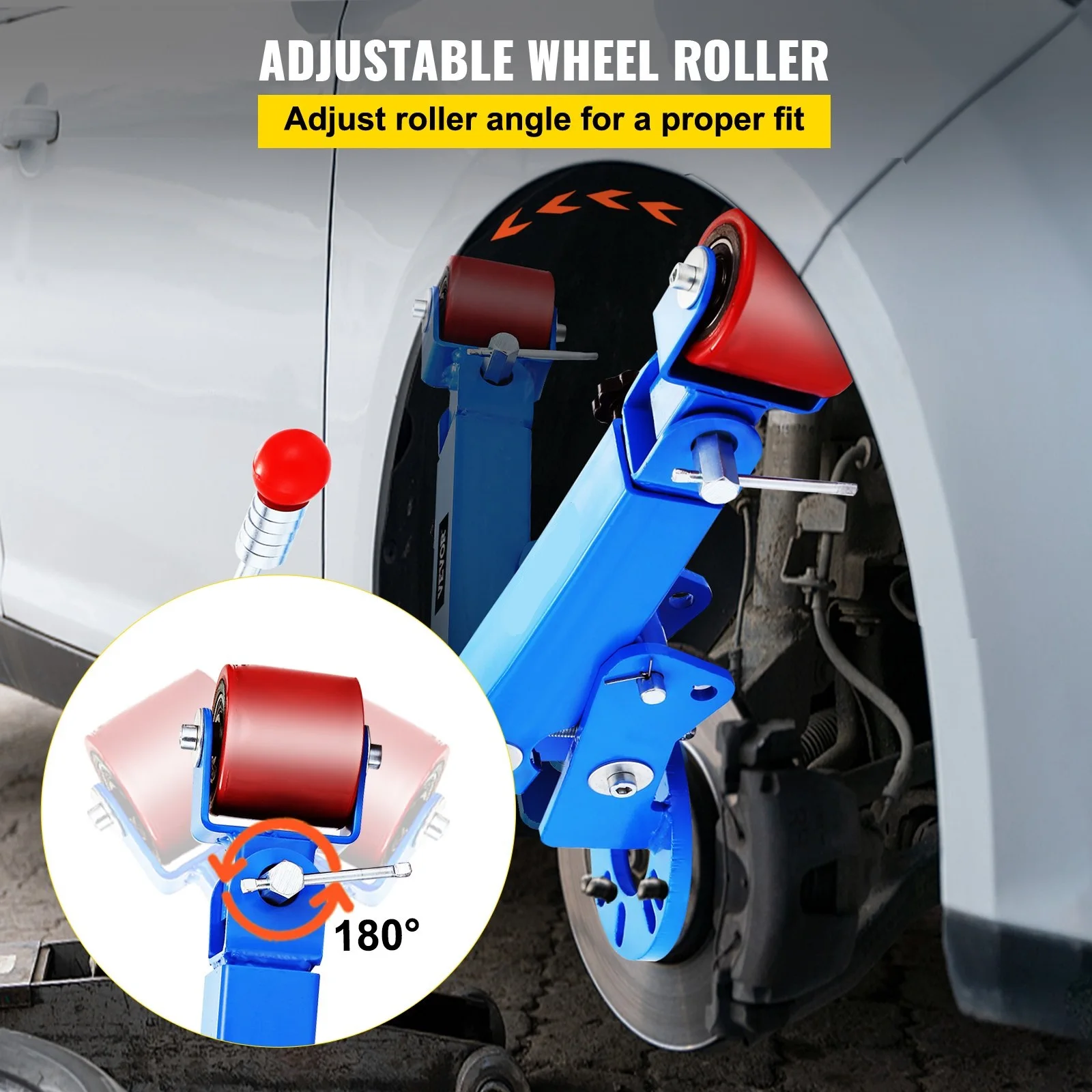 180° Car Fender Roller Reforming Tool with Adapter Plate for Most Vehicles Light Truck with 4 or 5 Lugs Fender Tire Repair