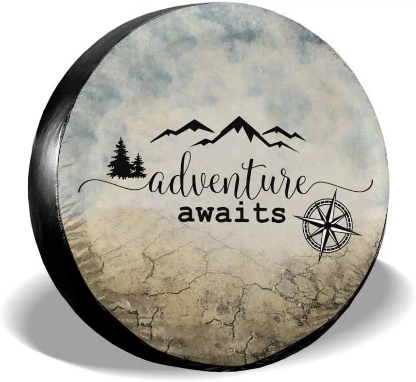 

MSGUIDE Spare Tire Cover Adventure Awaits Wheel Tire Covers Fit for , Trailer, Rv, SUV, Truck and Many Vehicle(14" 15" 16" 1