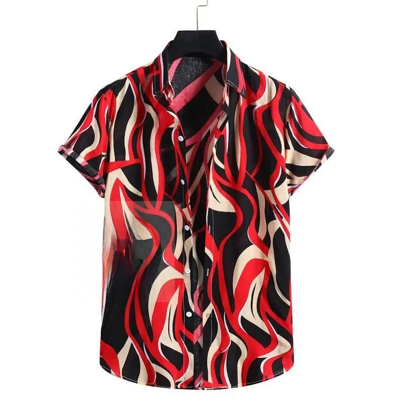 Csa Floral Masculina Nova de Verão Estilo Havaiano Manga Curta com Gola Reversível Fibra de Poliéster 00% Roupas Premium ...