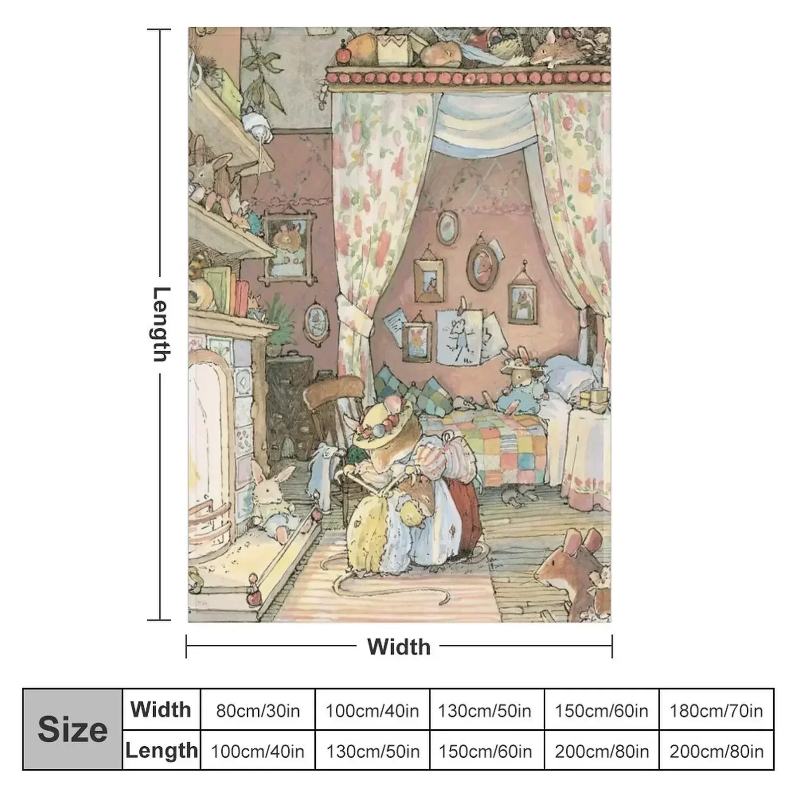 Lady Woodmouse gets Primrose ready for bed Throw Blanket Heavy Soft Big Hair Hairy Blankets