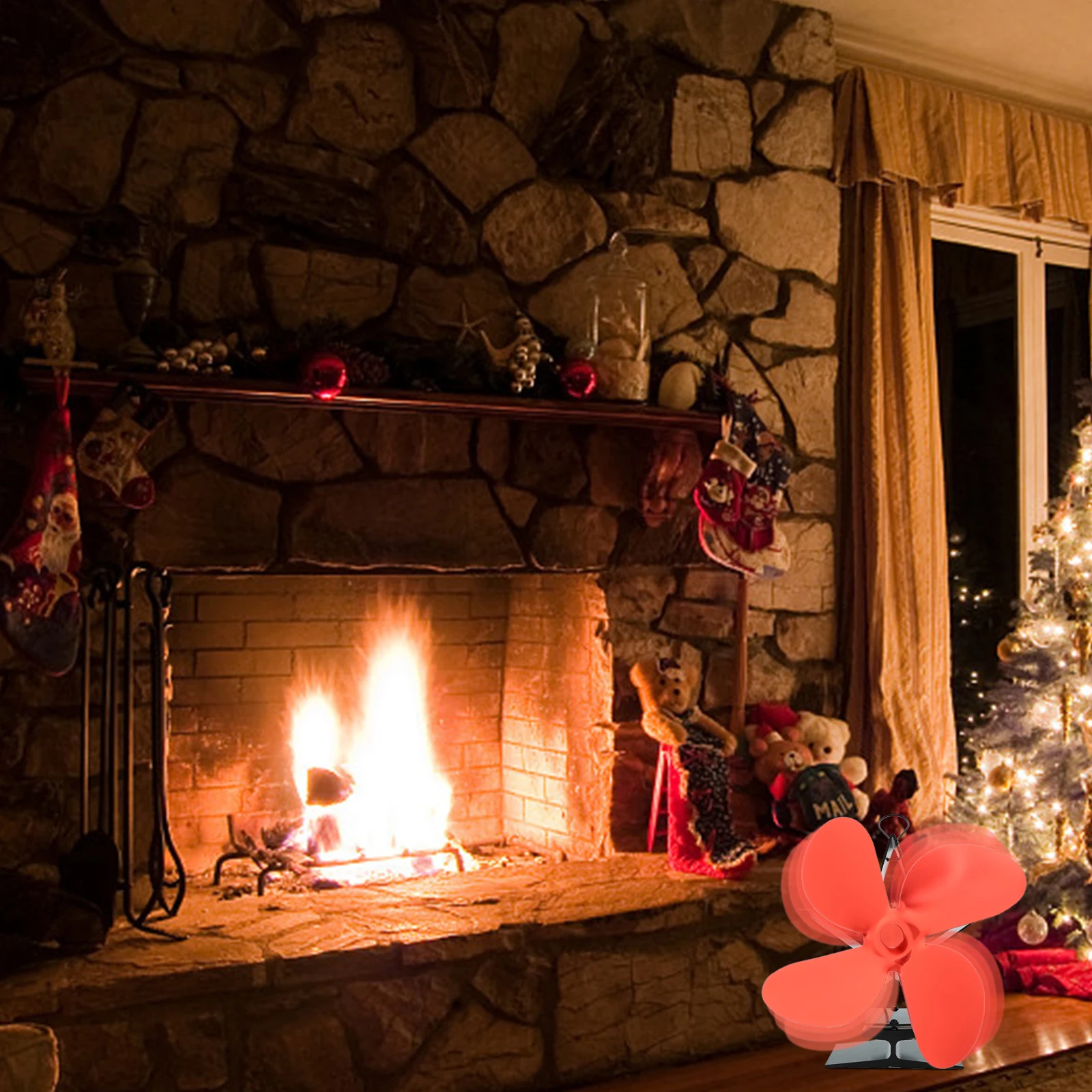 

Aluminum Alloy Blades Silent Heat Powered Warm Air Fireplace Accessories Warm Air Fan Blades Safe Fan Parts