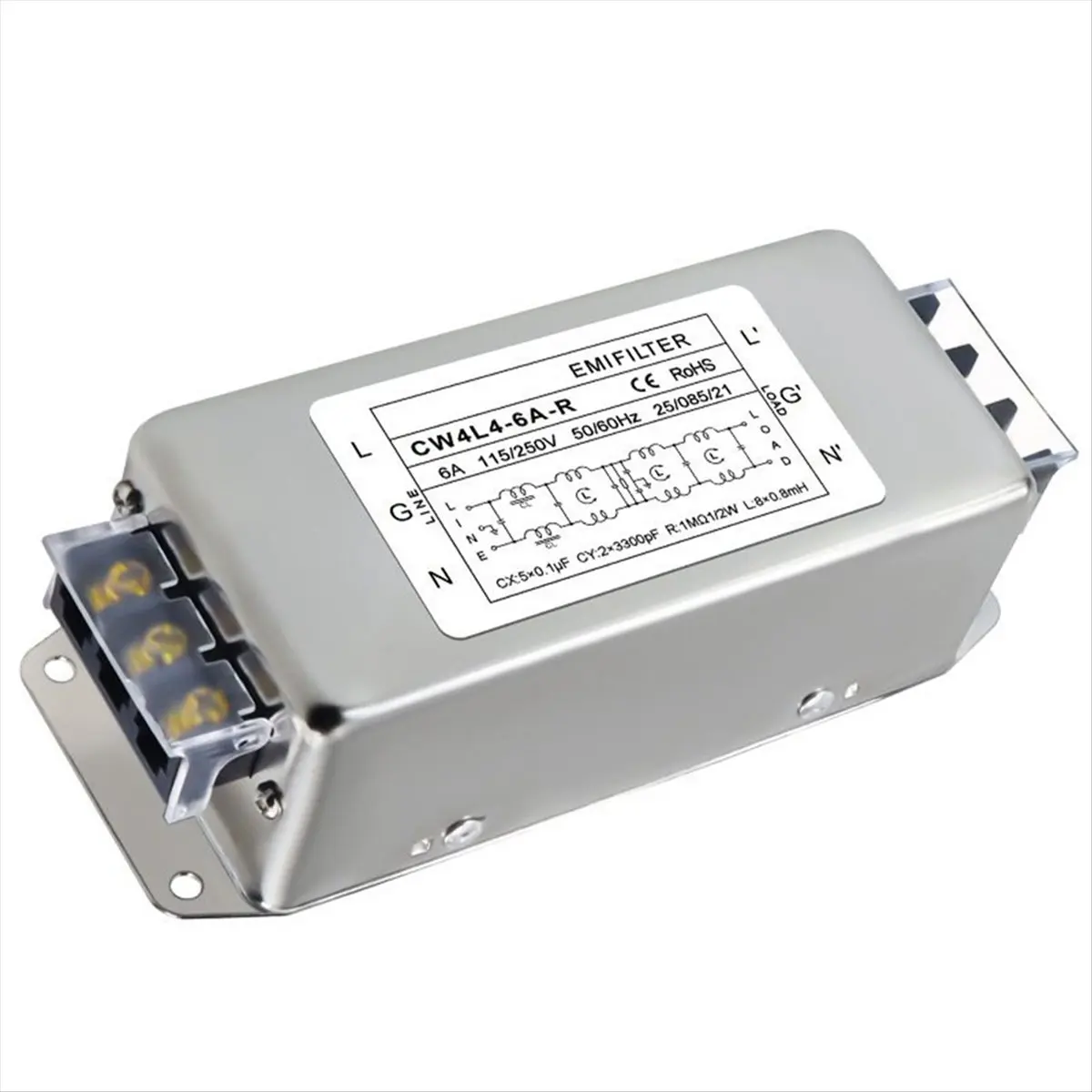 Promotion Single-Phase AC Power Filter 220V Four-Stage CW4L4-6A-R Terminal Type Anti-Interference CW4L4-6A-R