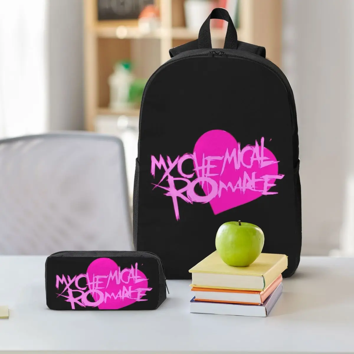 Rock MCR My Chemical Romance Zaino Ragazzi Ragazze BookBag Borsa da scuola Borse a tracolla per computer Borsa da pranzo isolata 3ps Astuccio