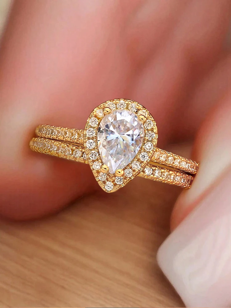 

925 Sterling Silver Simple Classic Gorgeous Water-Drop Zircon Ring For Women Engagement Wedding Luxury High Quality Fine Jewelry