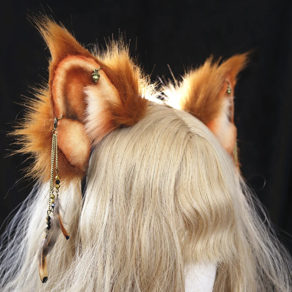 New Arrived Squirrel Ears Hairhoop Earrings Headwear Golden Brown Custom Made
