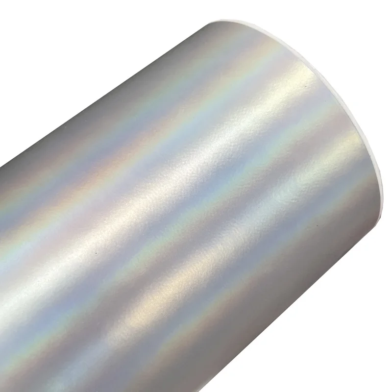 Premium Matte Laser Holographische Silber Vinyl Wrap Rolle DIY Air-Release Kleber Aufkleber Film Auto Wrapping Aufkleber
