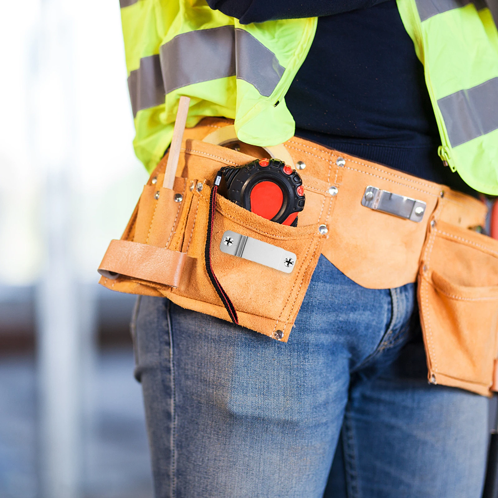 

10pcs Metal Tape Measure Clip Compact Holder For Tool Belt Pants Wall Mount Reusable Measuring Tape Clip Tool Organization