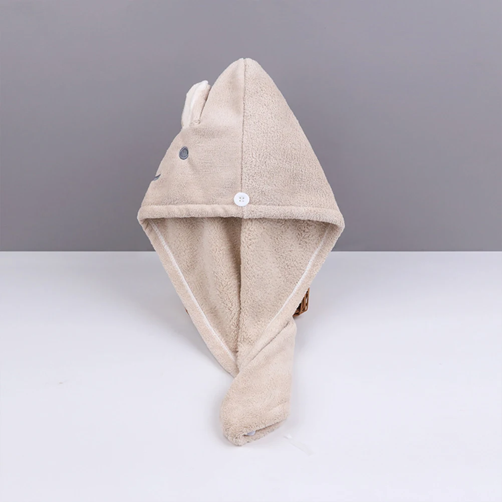 

Hair Drying Cap Khaki Thickened Super Absorbent Quick Dry Towel Wrap Fast Dry Hair Cap Anti Frizz Home Use Travel