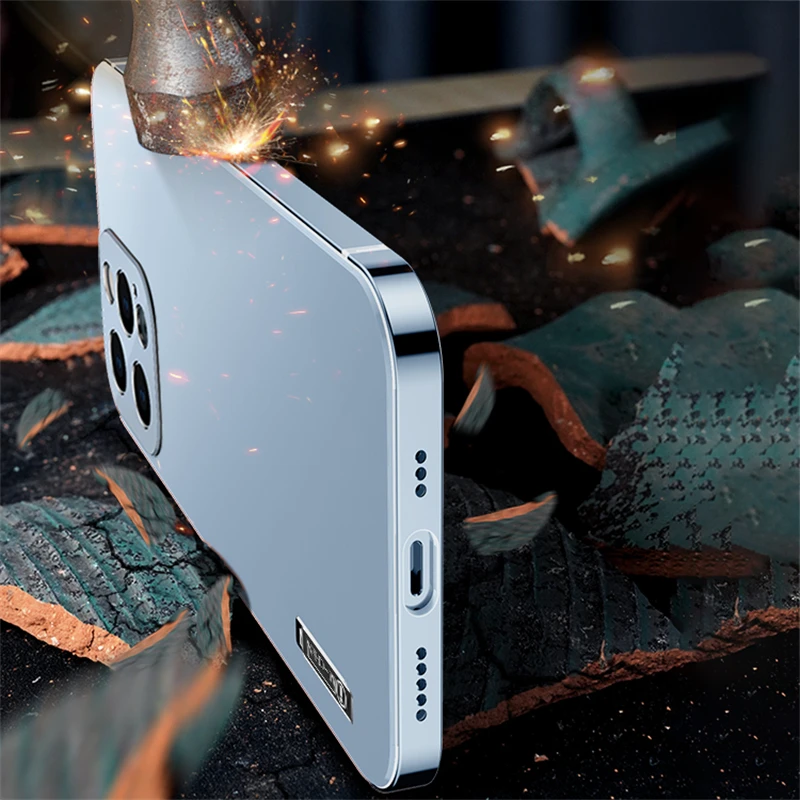 Capa de aço inoxidável de metal para iPhone 16 15 Pro Max Capa protetora de câmera completa para iPhone 14 Pro Max Casos coloridos originais