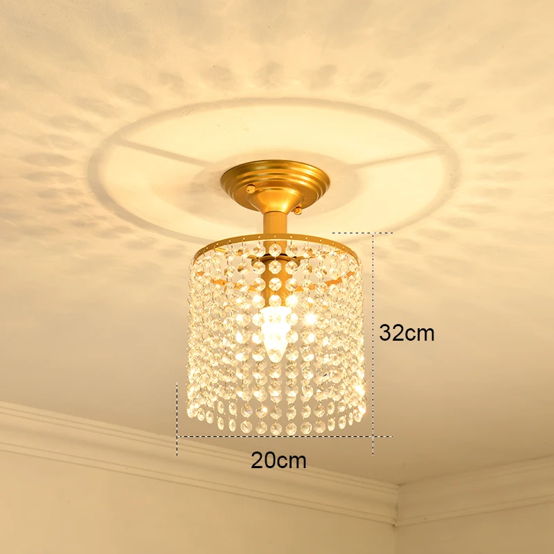 Roxanne Kristallen Hanglamp Modern Goud Kristal Kleine Ronde Plafondkroonluchter Voor Gangpad Balkon Slaapkamer Woonkamer