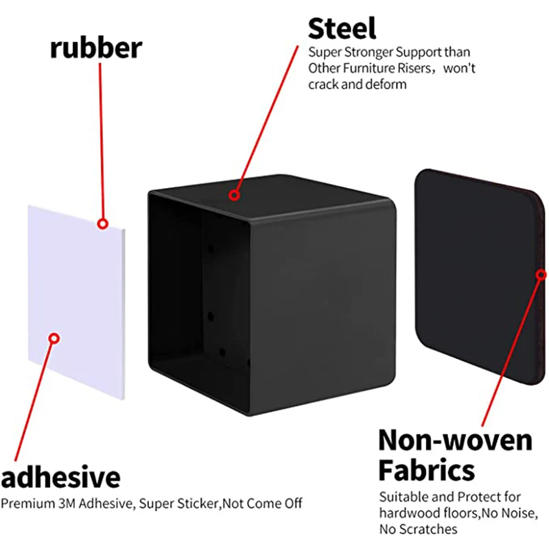 탄소강 테이블 다리 가구 리프터 미끄럼 방지 의자 침대 소파 라이저 보호대 패드, 가정용 가구 용품, 2/4 개