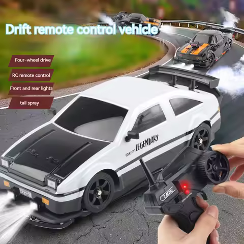 AE86 1: 16 원격 제어 장난감이있는 레이싱 드리프트 자동차 RC 자동차 드리프트 고속 레이스 스프레이 4WD 2.4G 전기 스포츠 차량 선물