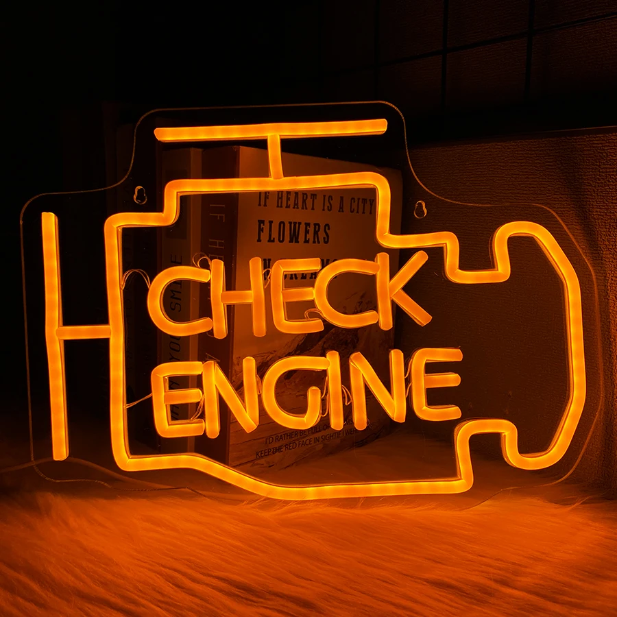 

Check Engine Led Neon Sign, Used For Wall Decor, Usb Powered, Car Repair Shop, Garage, Club Party, Man Cave Art Wall Lamp.