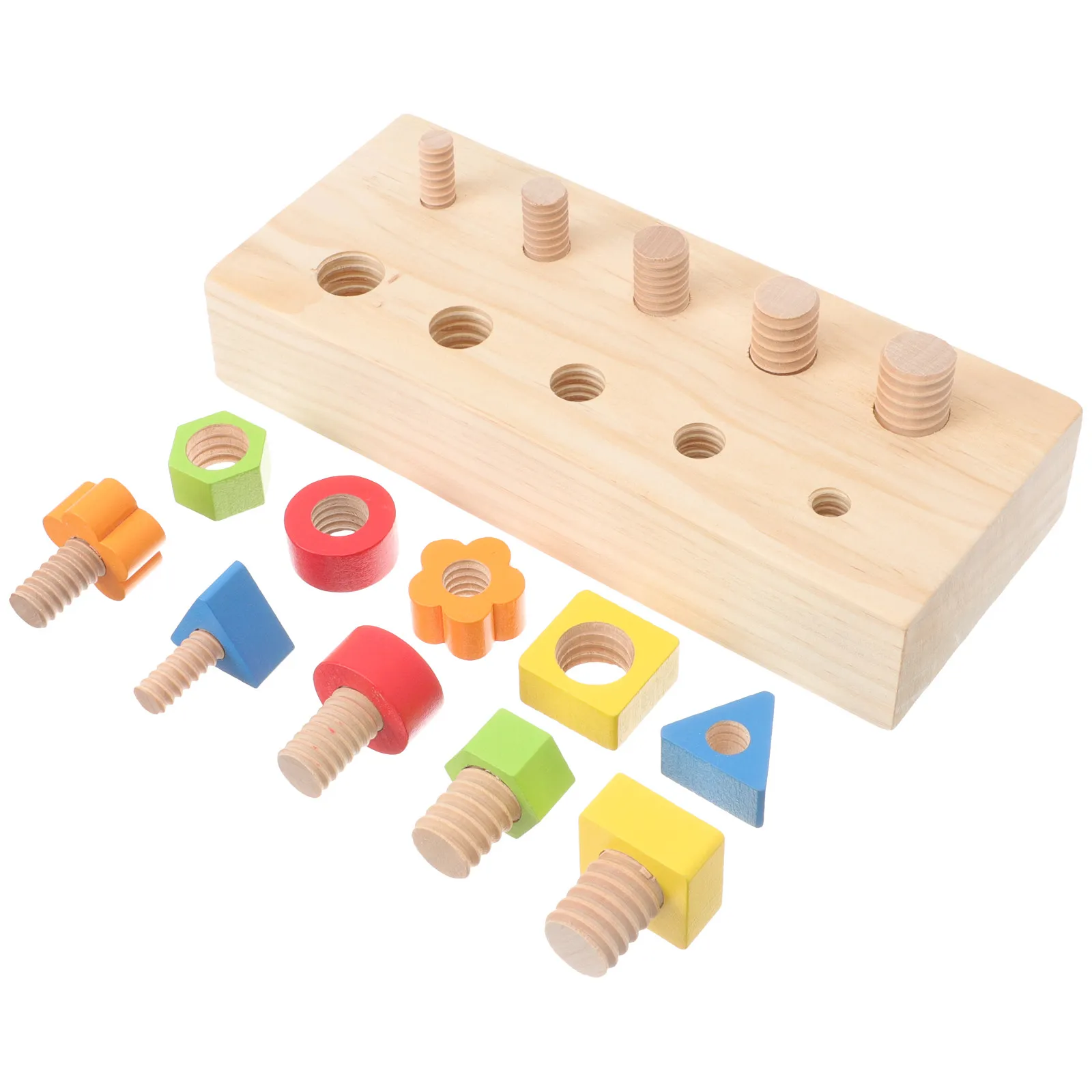 1Set Colorful Wooden Screw Nut Disassembly Early Learning Educational Kids Intelligence Hand Eye Coordination Training Puzzle