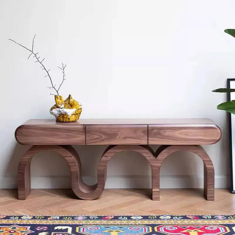 Mesa Consola de Diseño Moderno, Estilo Vintage de Lujo con Cajones, Mesa Consola para Entrada, Sala de Estar, Mesa Consola Estrecha Chic