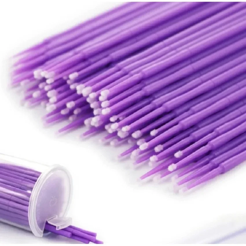 100pcs /box Disposable Micro Applicator Brush Bendable 1.2/1.5/2.0/2.5 mm Eyelashes Cosmetic Brushes