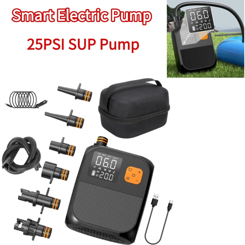 

Smart Electric Pump 25PSI SUP Pump 8000mAh Inflation Paddle Board Pump for Kayaks Wind Wings SUPs Tent Mattress for Inflatables