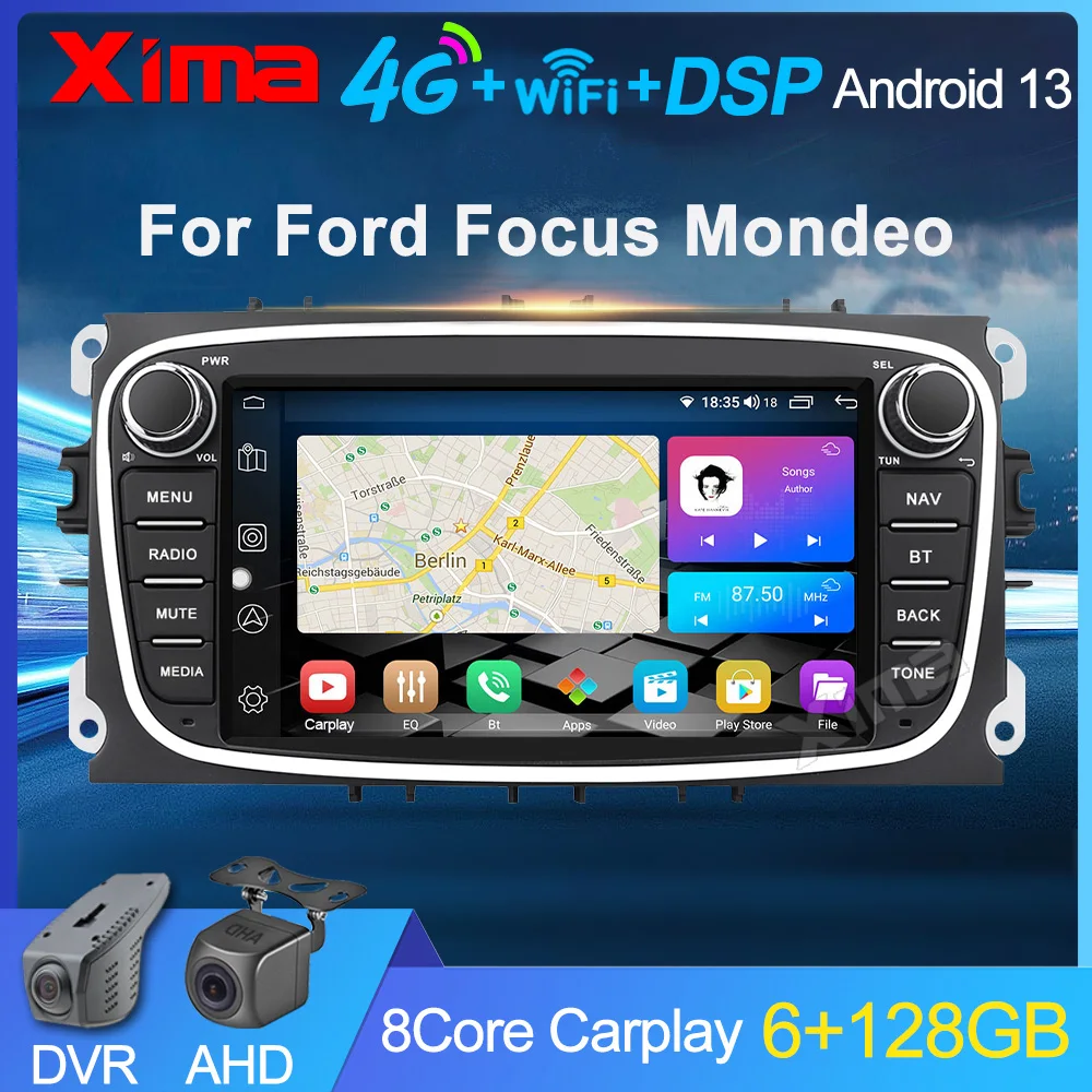 XIMA 2 din Auto Radio RDS dvd Android 13 4G persévérance Voiture multimédia Lecteur Vidéo Pour Ford Focus Mondeo C-MAX S-MAX Galaxy II Kuga