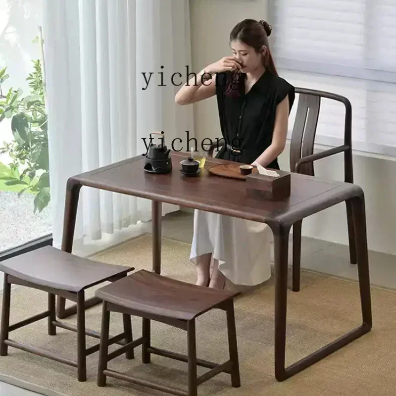 

balcony tea table pure solid wood tea table black walnut color living room coffee table