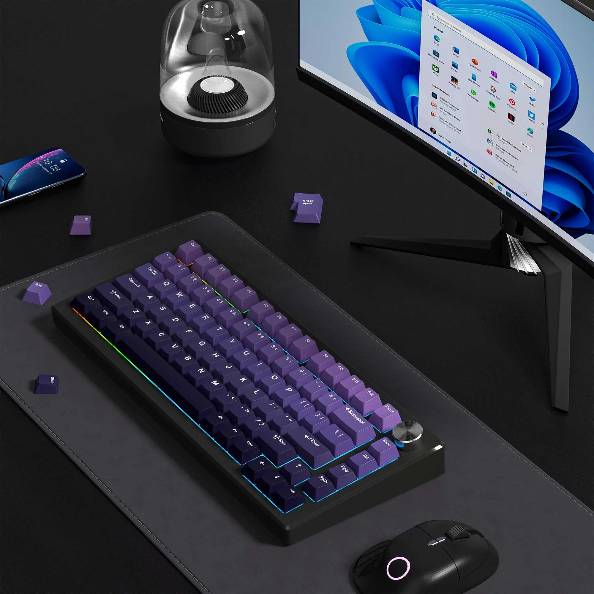 132 teclas pbt keycaps cereja perfil roxo duplo tiro tampas para