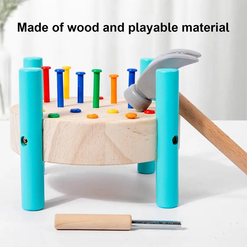 Workbench Pounding Hammer Toy STEM Educational Preschool Learning Toys Tap Hammer Toy Wooden Montessori Early Developmental