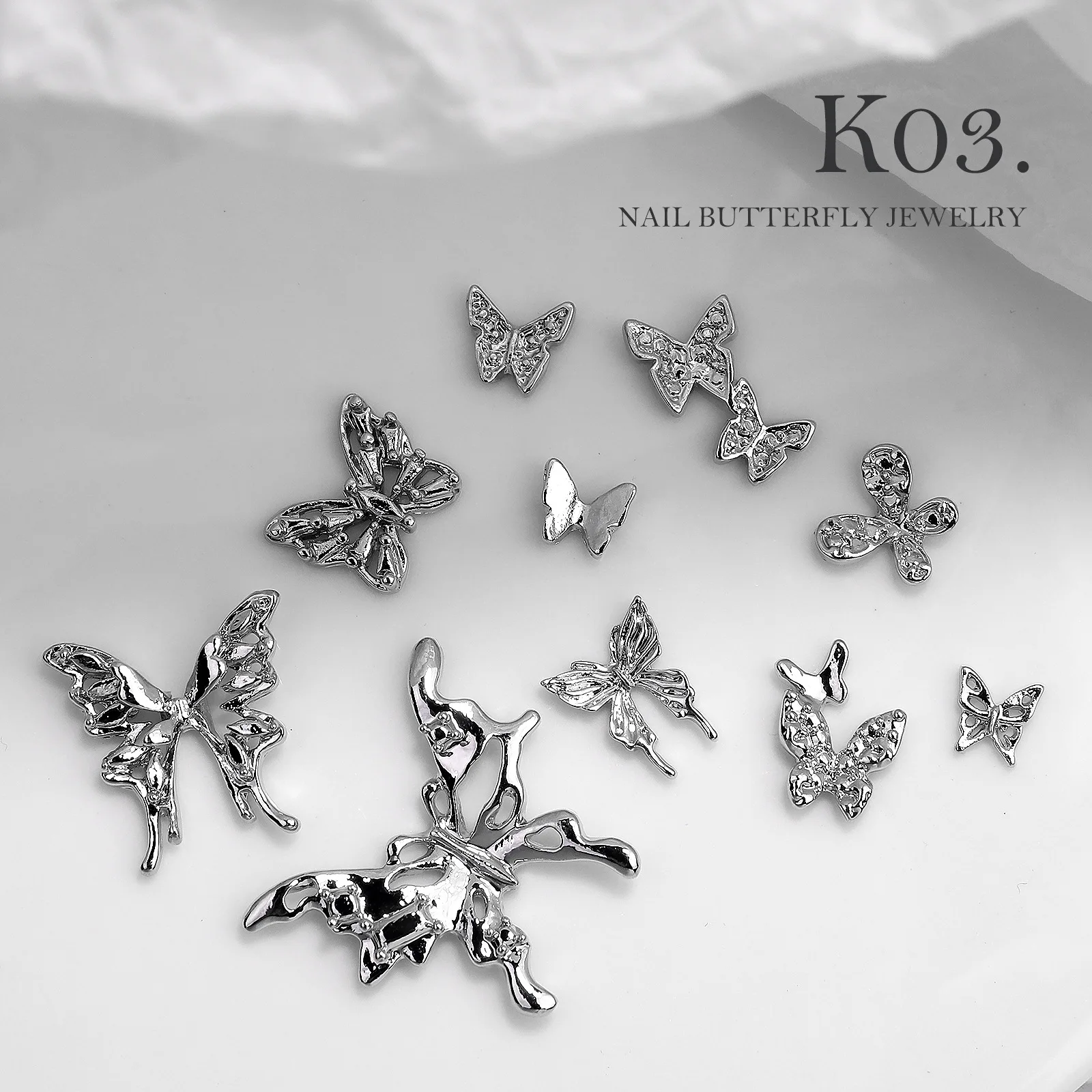 20Pcs Alloy Hollow Butterfly Nail Art Decor 10*11mm Gold Silver Metal Butterfly Nail Charms DIY Valentine\'s Day Butterfly Parts