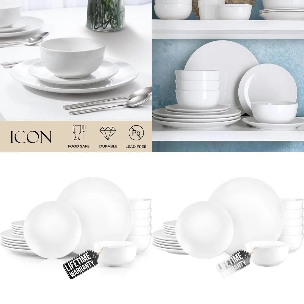 

Набор фарфоровой посуды на 6 персон - белый, устойчивый к сколам и царапинам, безопасен для микроволновой печи и посудомоечной машины