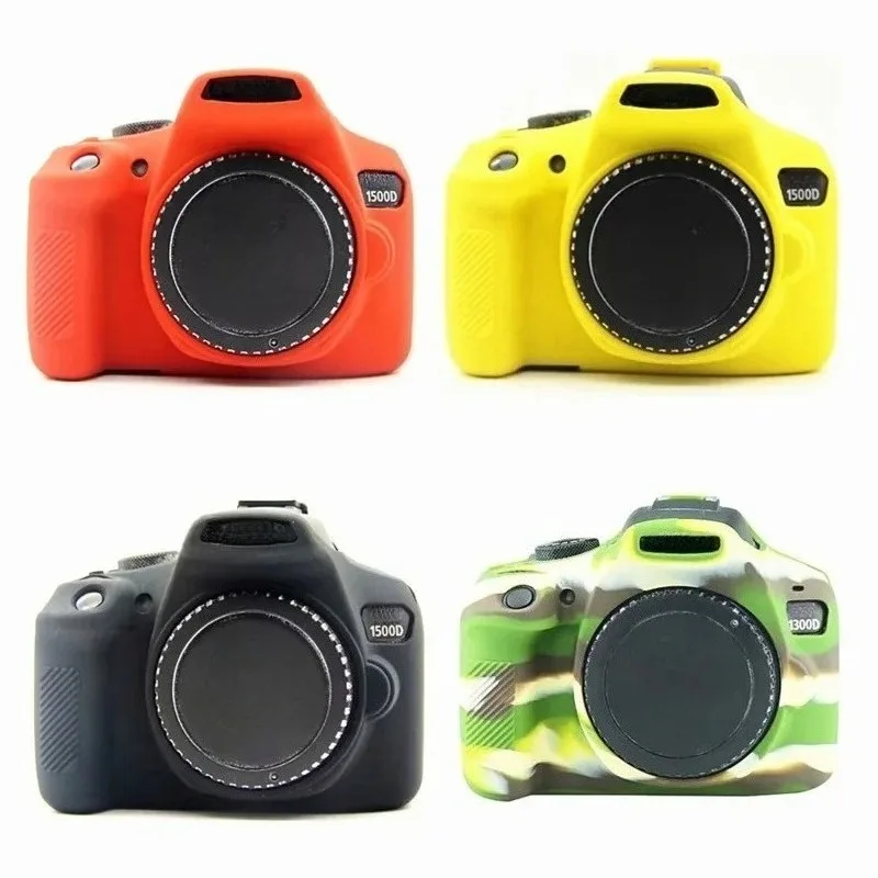 DSLR حقيبة كاميرا لكانون EOS 1300D 1500D 2000D لطيفة لينة سيليكون المطاط حافظة كاميرا درع الجلد DSLR حقيبة غطاء الجسم حامي