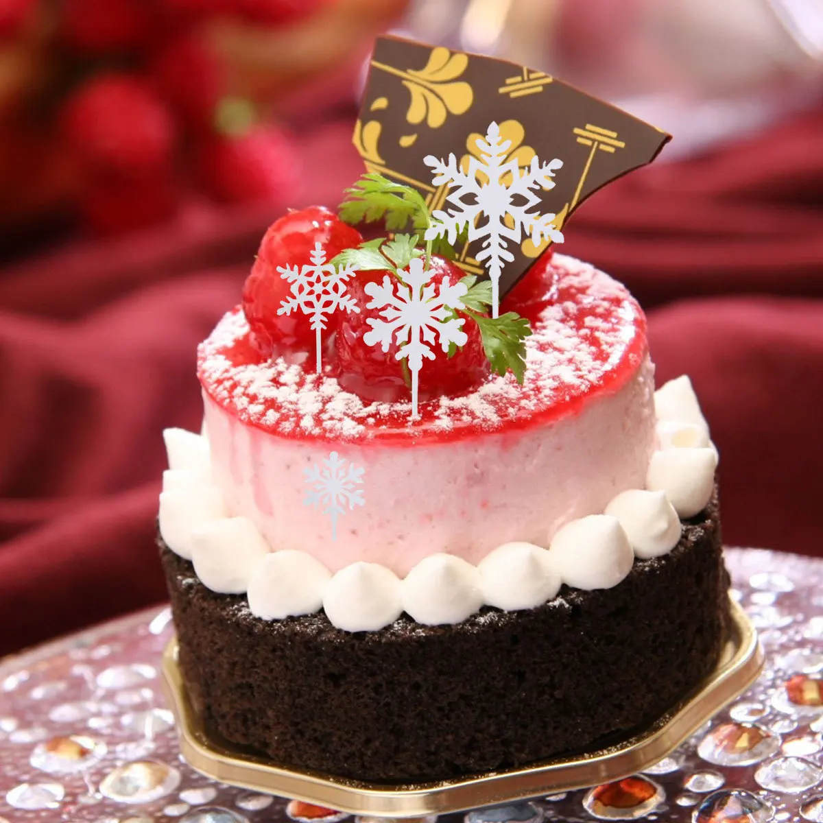 

12Pcs Christmas Cake Snowflake Picks Acrylic White Cupcake Decoration for Birthday Wedding Party Holiday